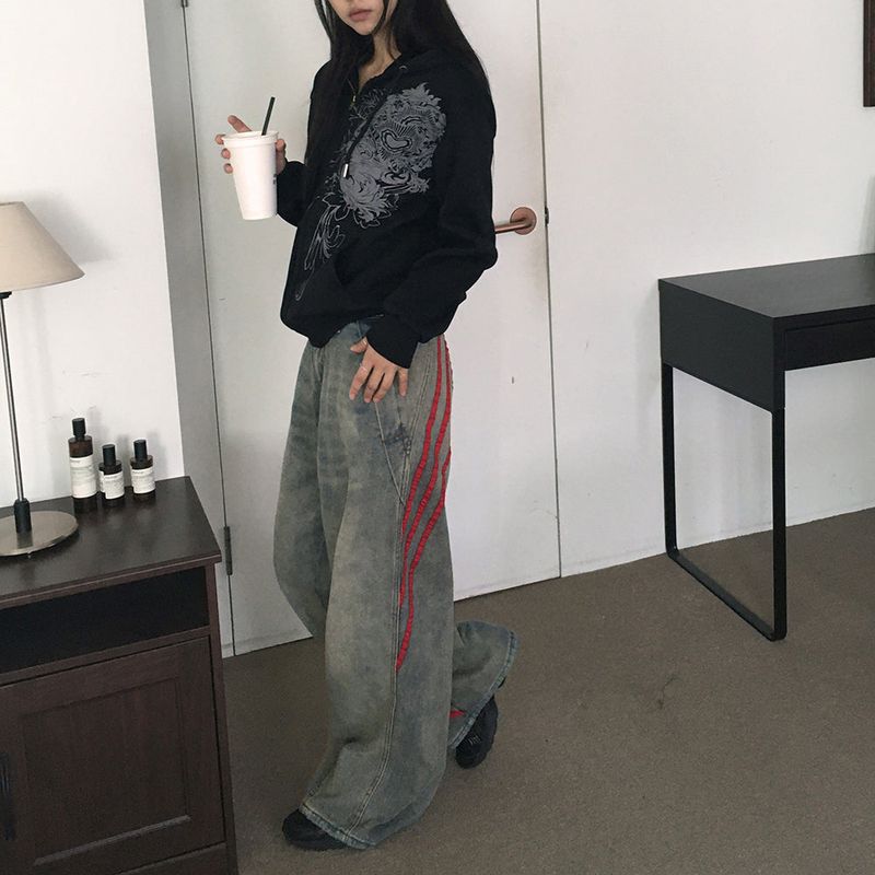 Biggy Hip Line Diagonal Track Denim Pants