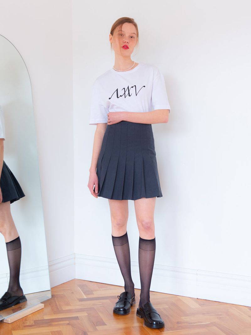 PLEATS SKIRT_NAVY