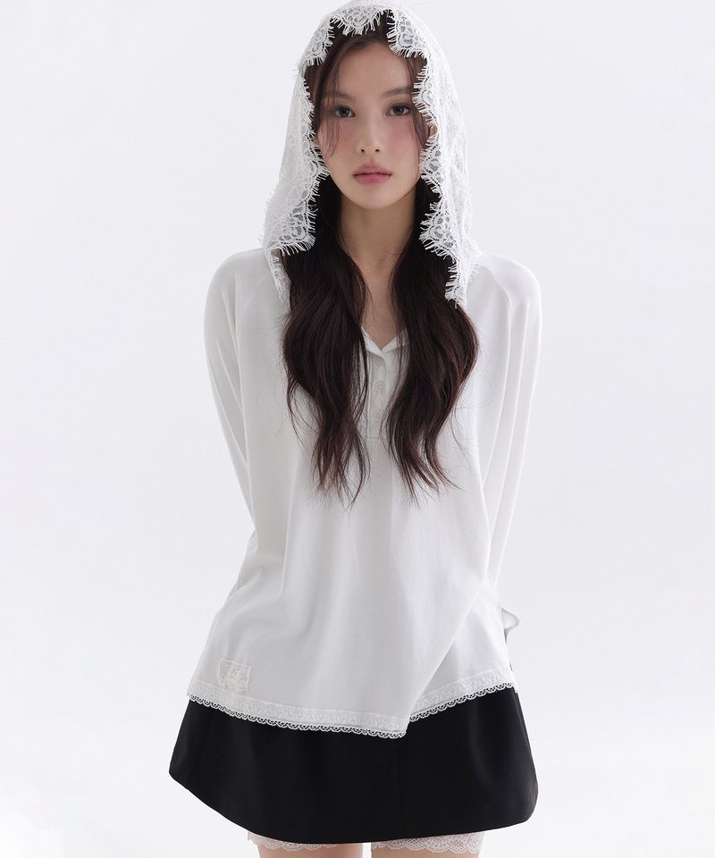 THETIS（ザティス）の「スノーフレーク レース フーデッド Tシャツ_TT6S212IV（トップス）」