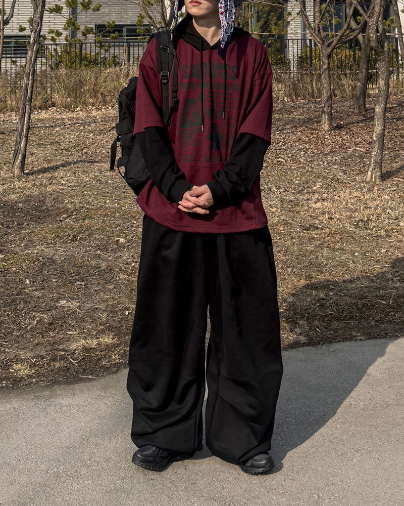 Sad Layered Oversized Hoodie