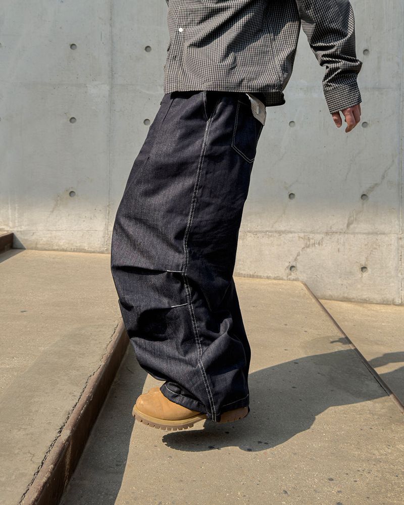 Hanel Check Flap Balloon Denim Pants