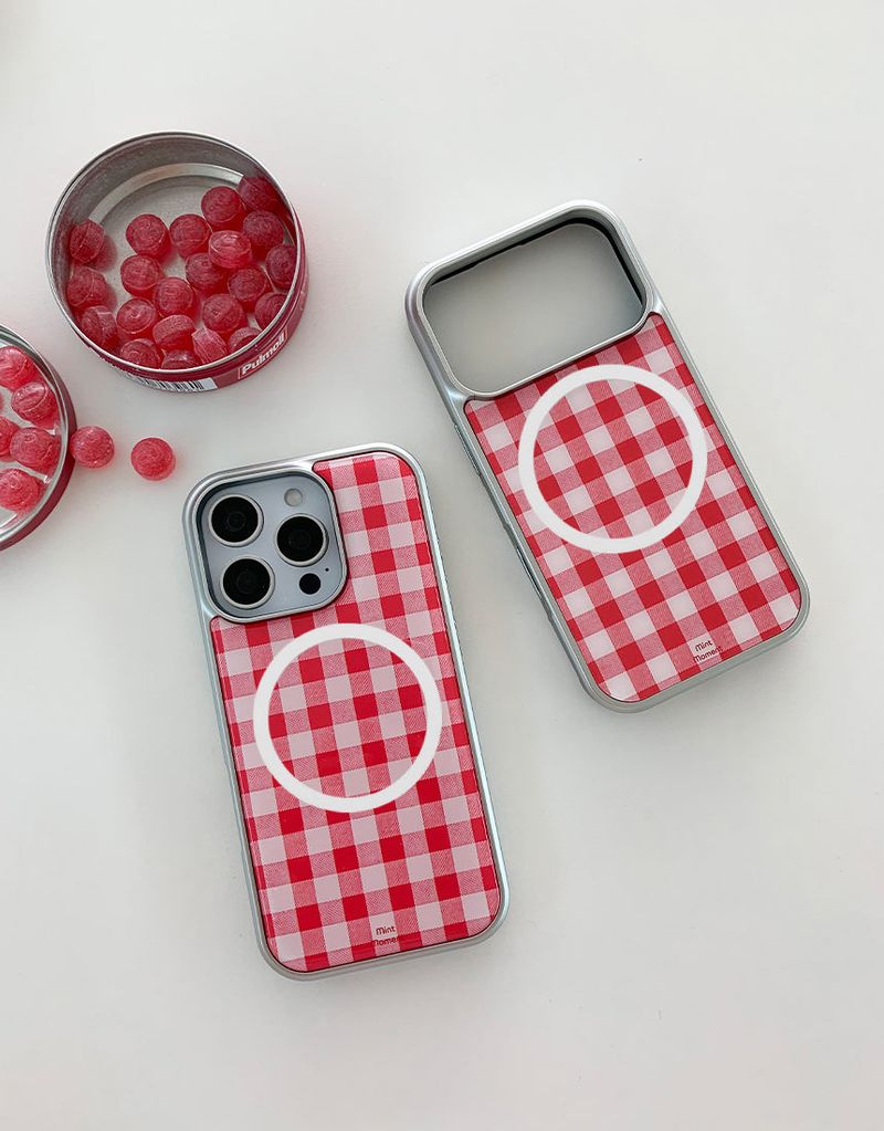 [MADE]ピクニックレッド エポキシ シルバー MagSafe対応 iPhoneケース