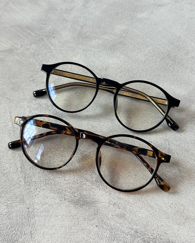 leopard-leopard horn-rimmed glasses