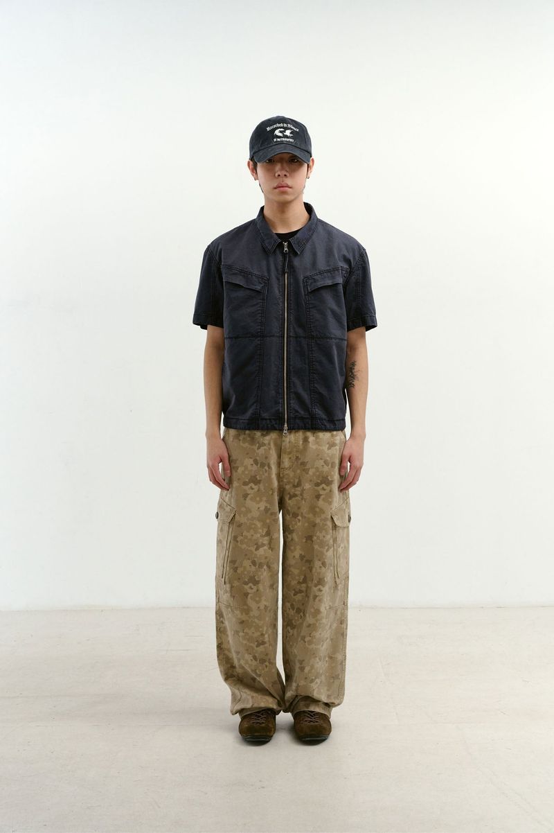 Overlap Pocket Camo Pants (Washed Beige)