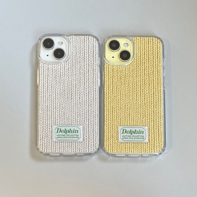 LABEL KNIT HARD JELL CASE_YELLOW