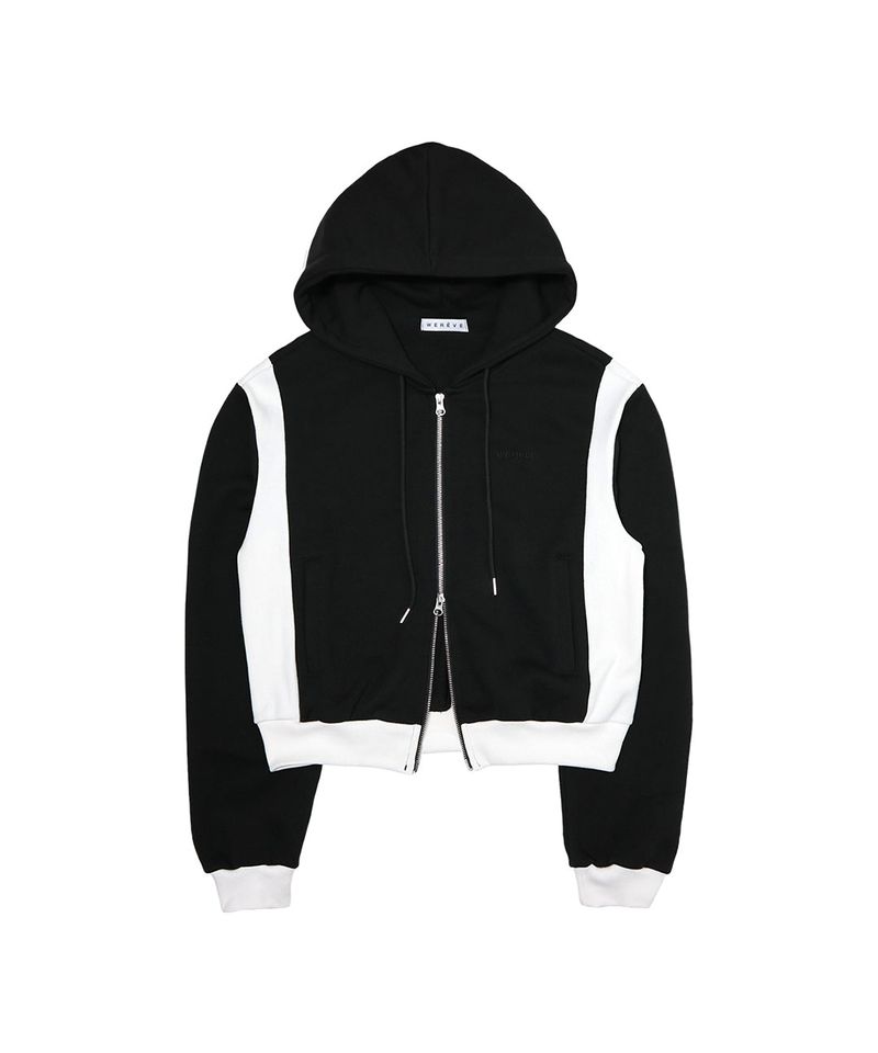 WEREVE(ウィレブ)の「side-rib zip-up hoodie_black/white(Tops)」