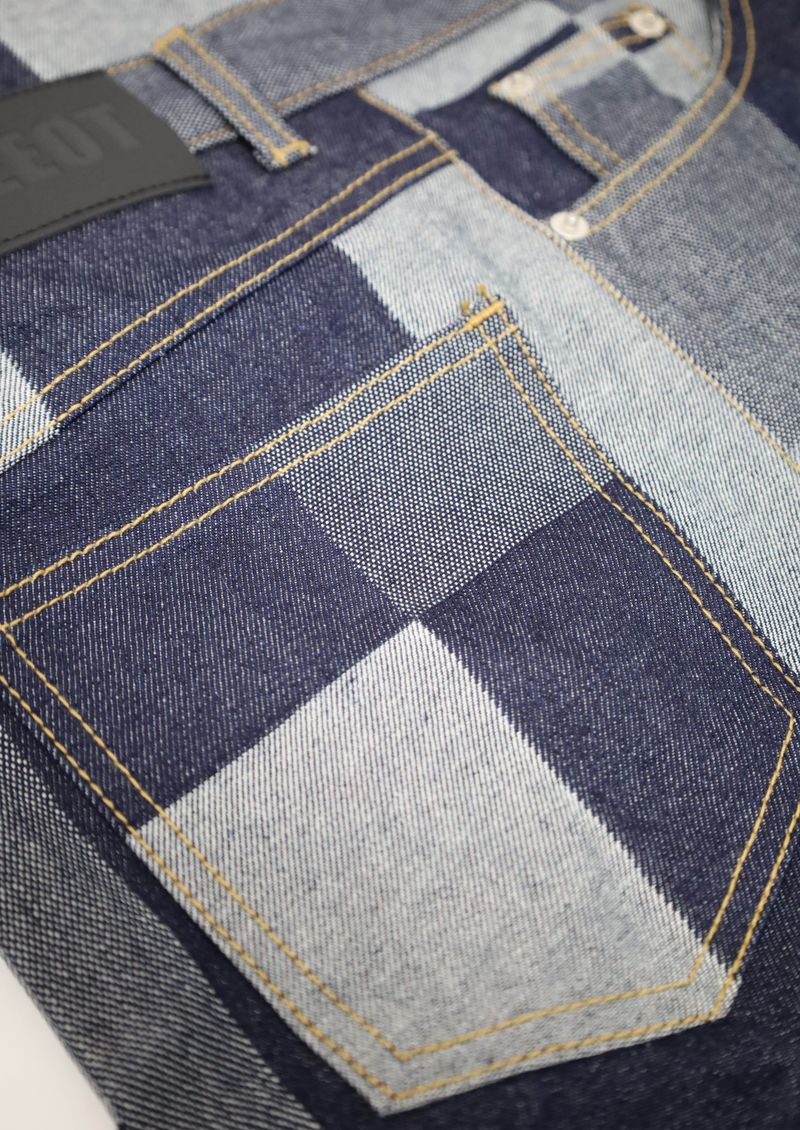 Square Denim Pocket Backpack