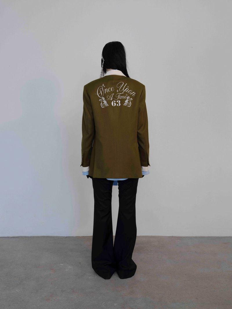 Olive Green Sleeve Layered Jacket
