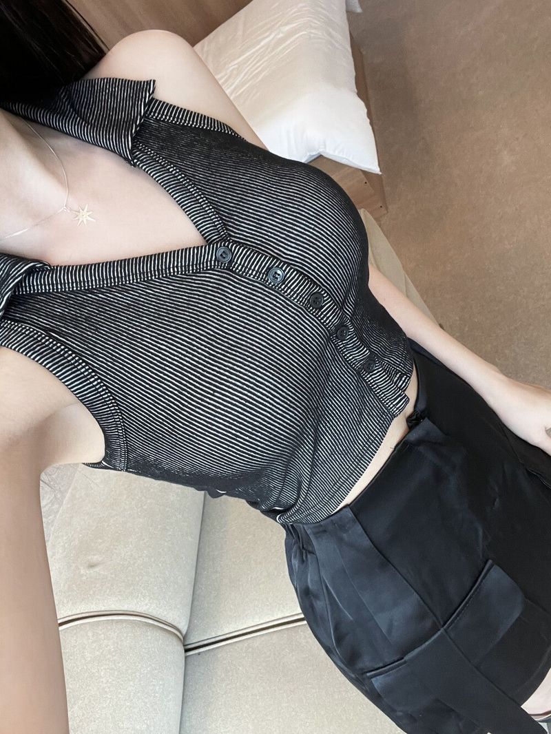 957. Crop halter shirts top (2color)