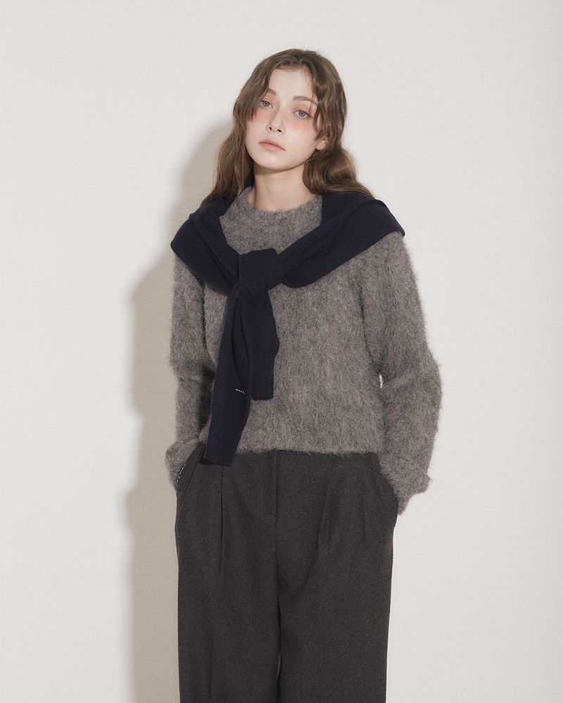 WOOL BRUSHED SWEATER [GRAY]