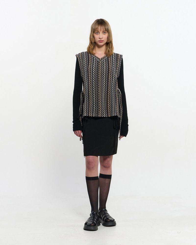  V neck knit Vest _ BROWN