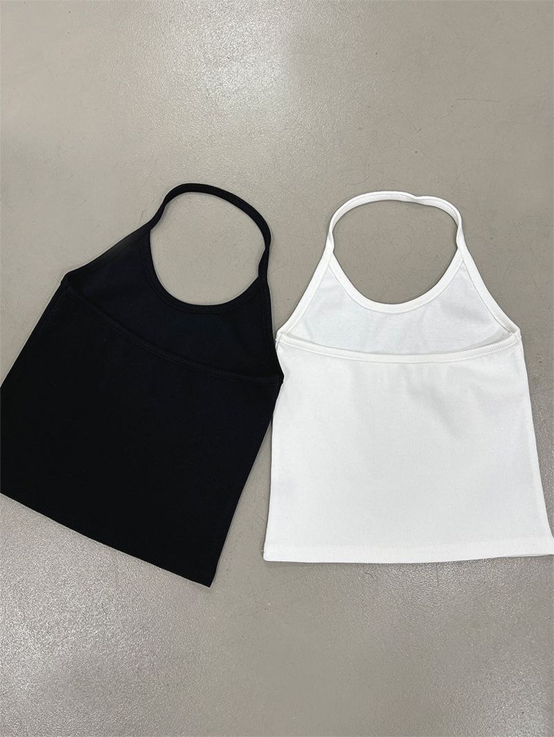 RIBBED HALTER SLEEVELESS (2COLOR)