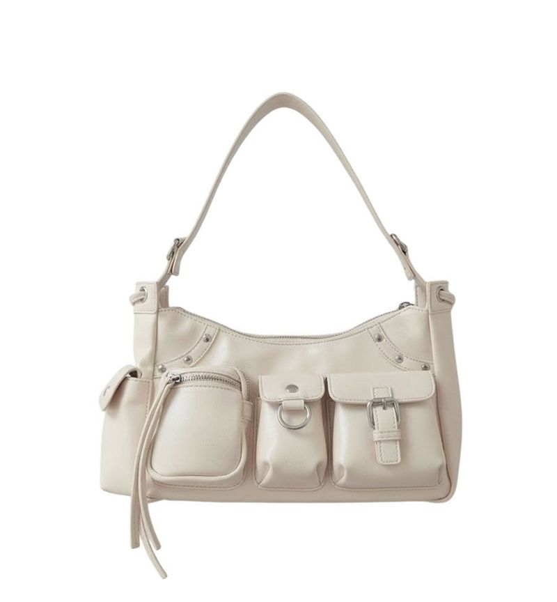THREE TIME POCKET SHOULDER BAG (IVORY)