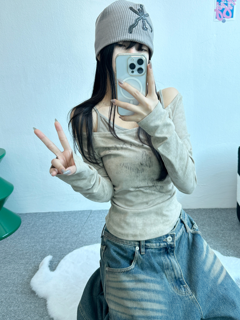 STRAP BALLOON WIDE DENIM🖤💙 - 2 COLORS