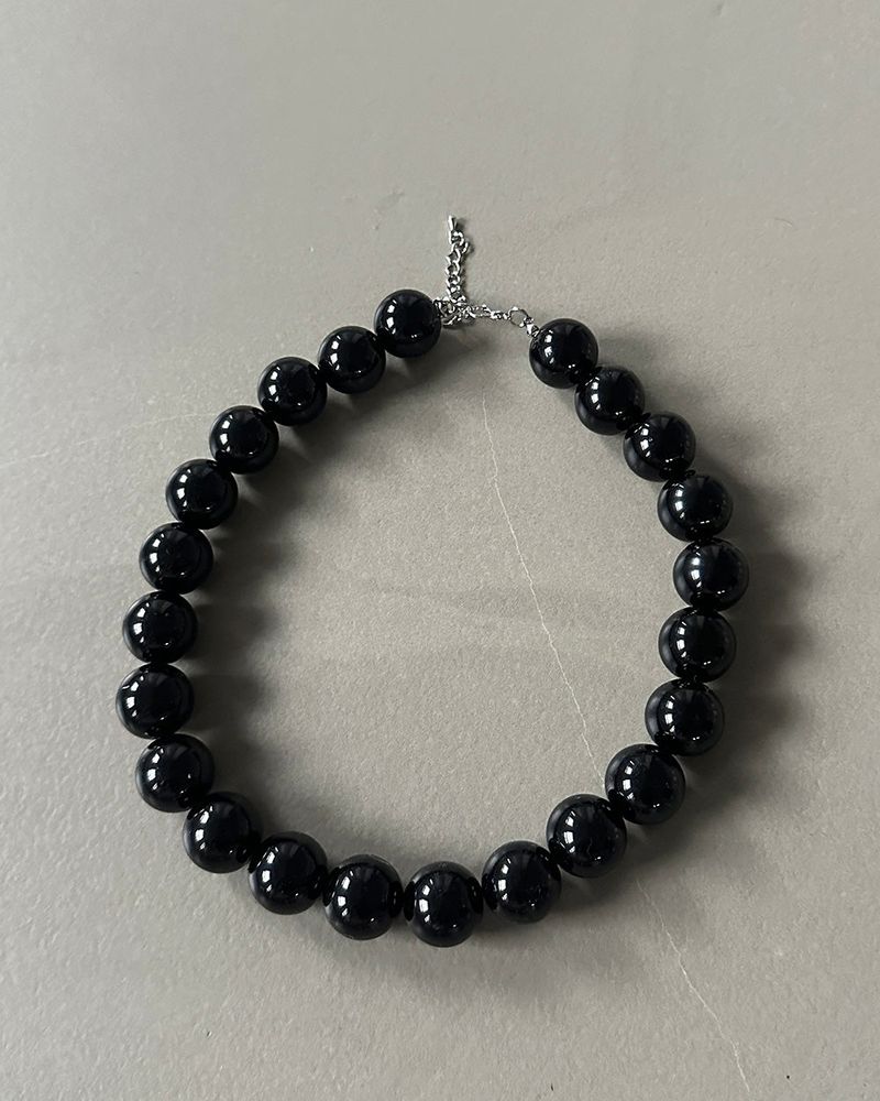 18 mm Black Pearl Ball Necklace