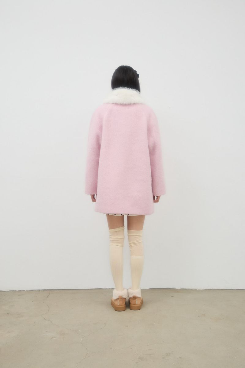BUBBLE WOOL HALF COAT (PINK)
