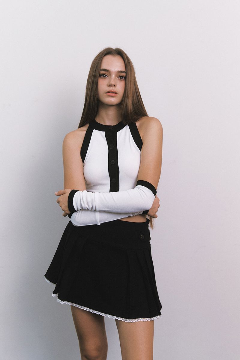 Halterneck Warmer Top White