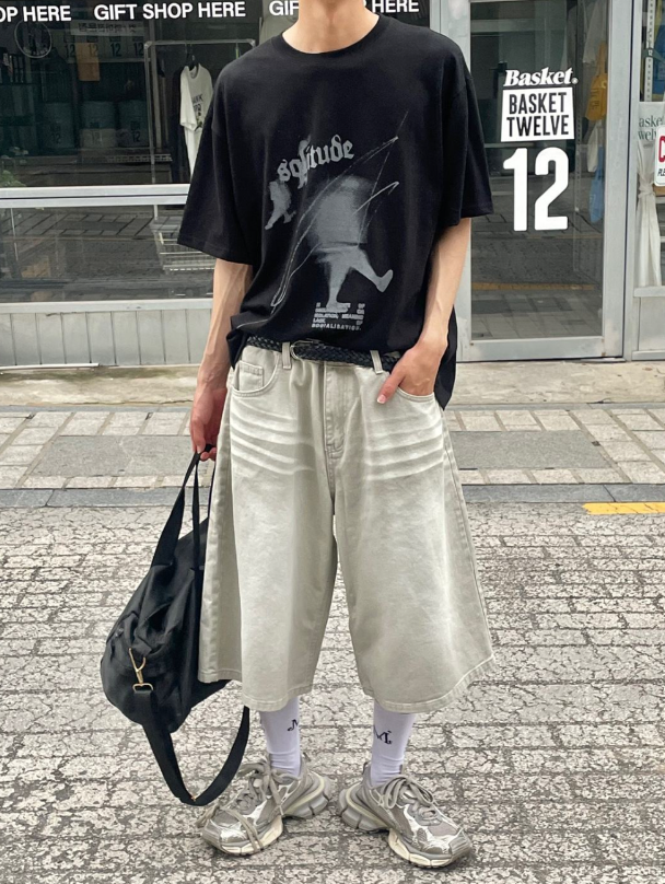 Whiskers bermuda denim pants