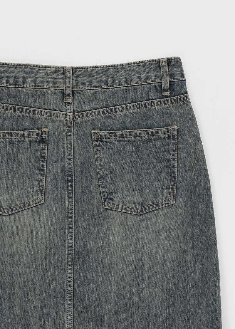 [MADE] Wiston Slit Denim Midi Skirt