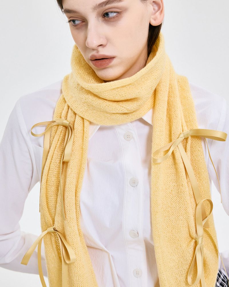 Ribbon Tied Muffler _ YELLOW