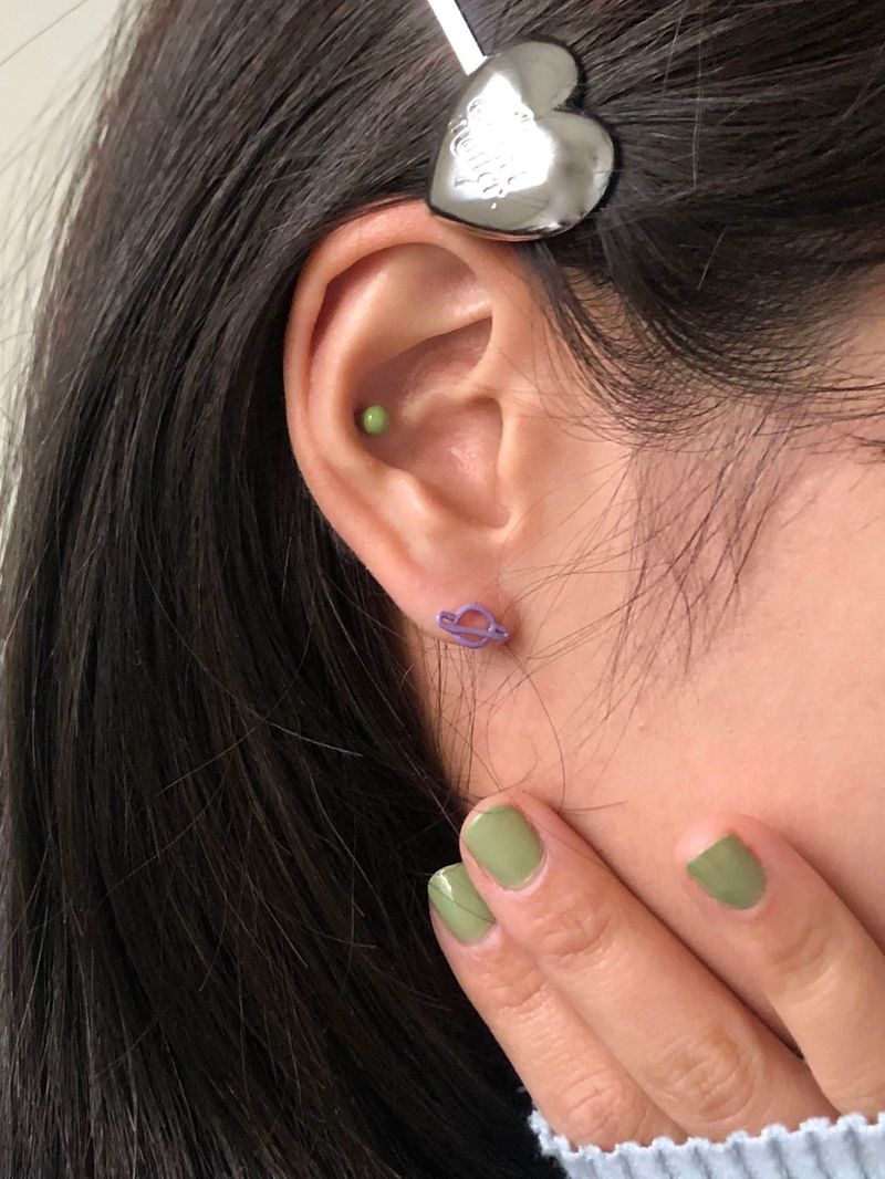 パステルドゥードゥルピアス（パープル）-チューリップ