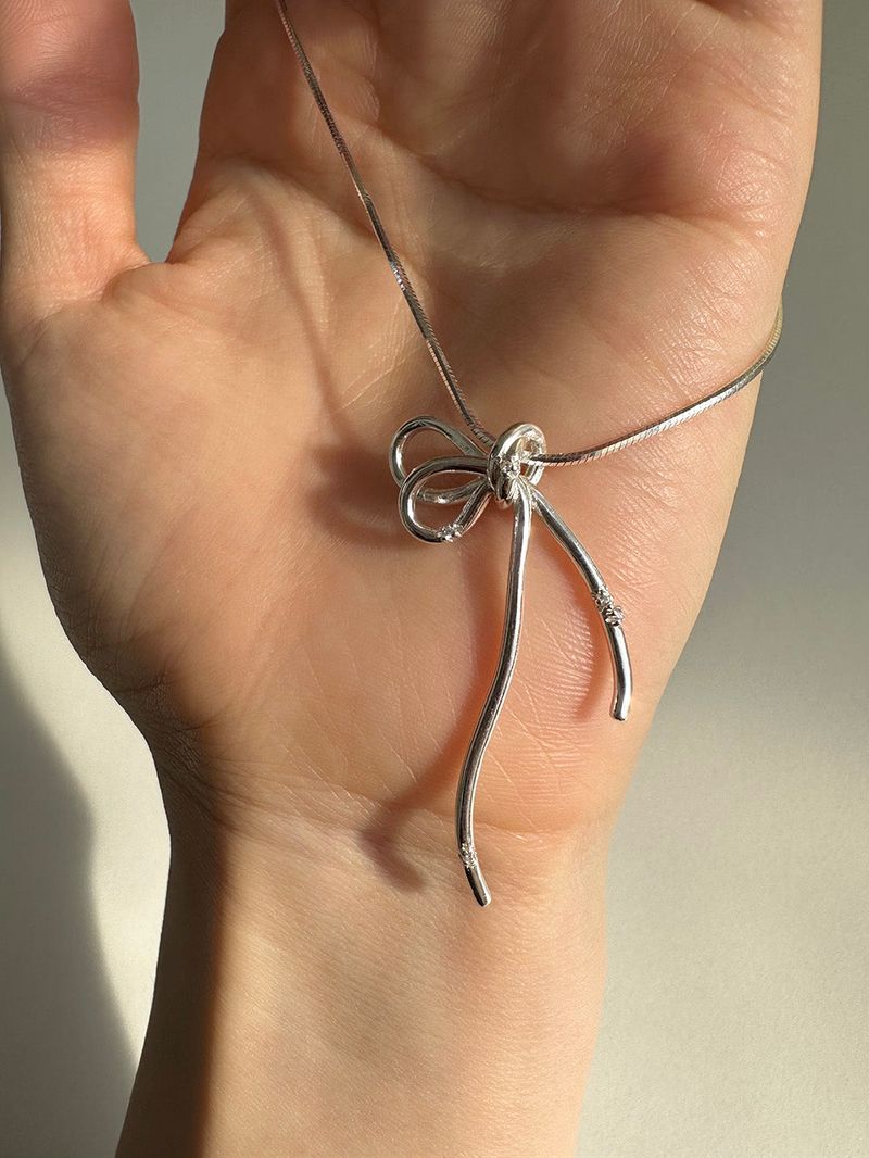 [92.5silver] Flow ribbon necklace