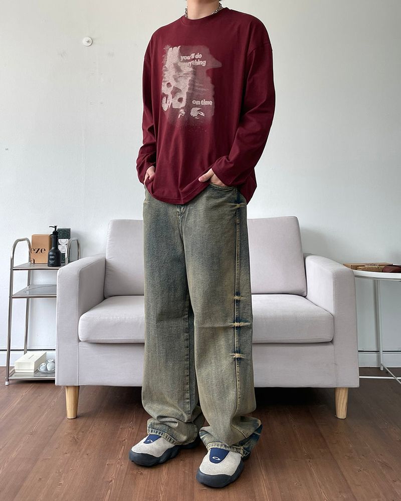 Shadow printed long-sleeved shirt