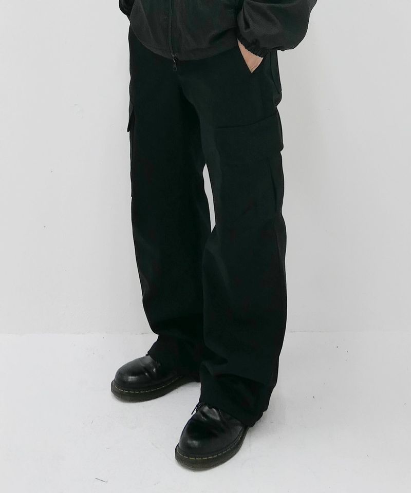 Snap Pocket Stitch Pants Black