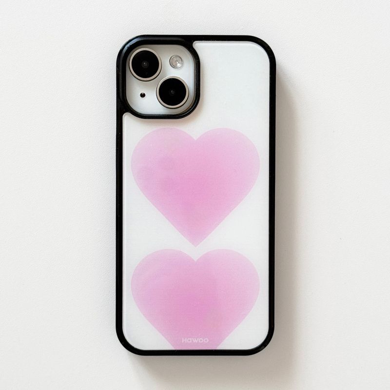 heart glossy glass bumper case (pink)