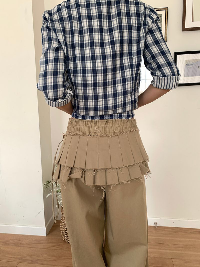DOUBLE PLEATS LAYERED SKIRT (2C)