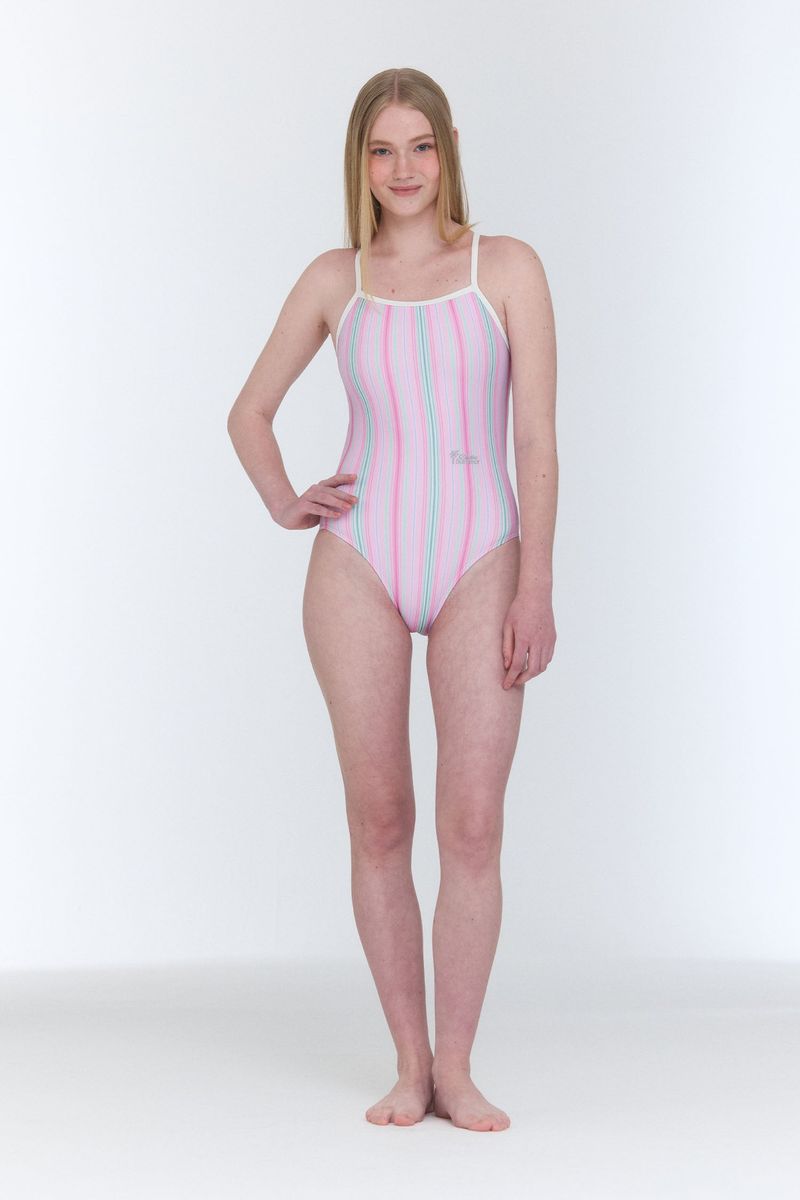 [Milky Stripes_pink candy] One Piece Swimsuit