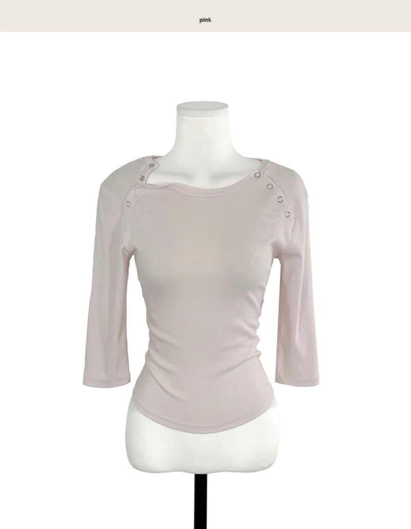 hab 4 button slim ribbed top