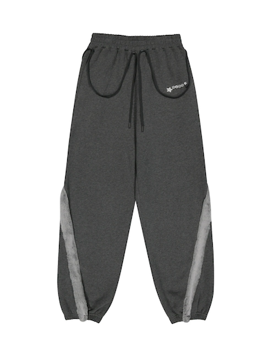 Side Fur Trim Sweatpants / Charcoal