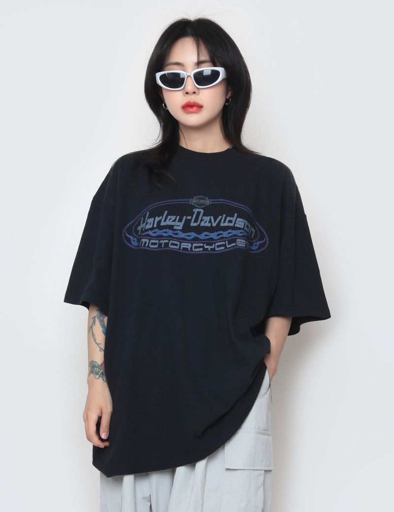 nutellike(ヌテールライク)の「Blue Harley Motorcycle Short-Sleeved T-Shirt(Tops)」