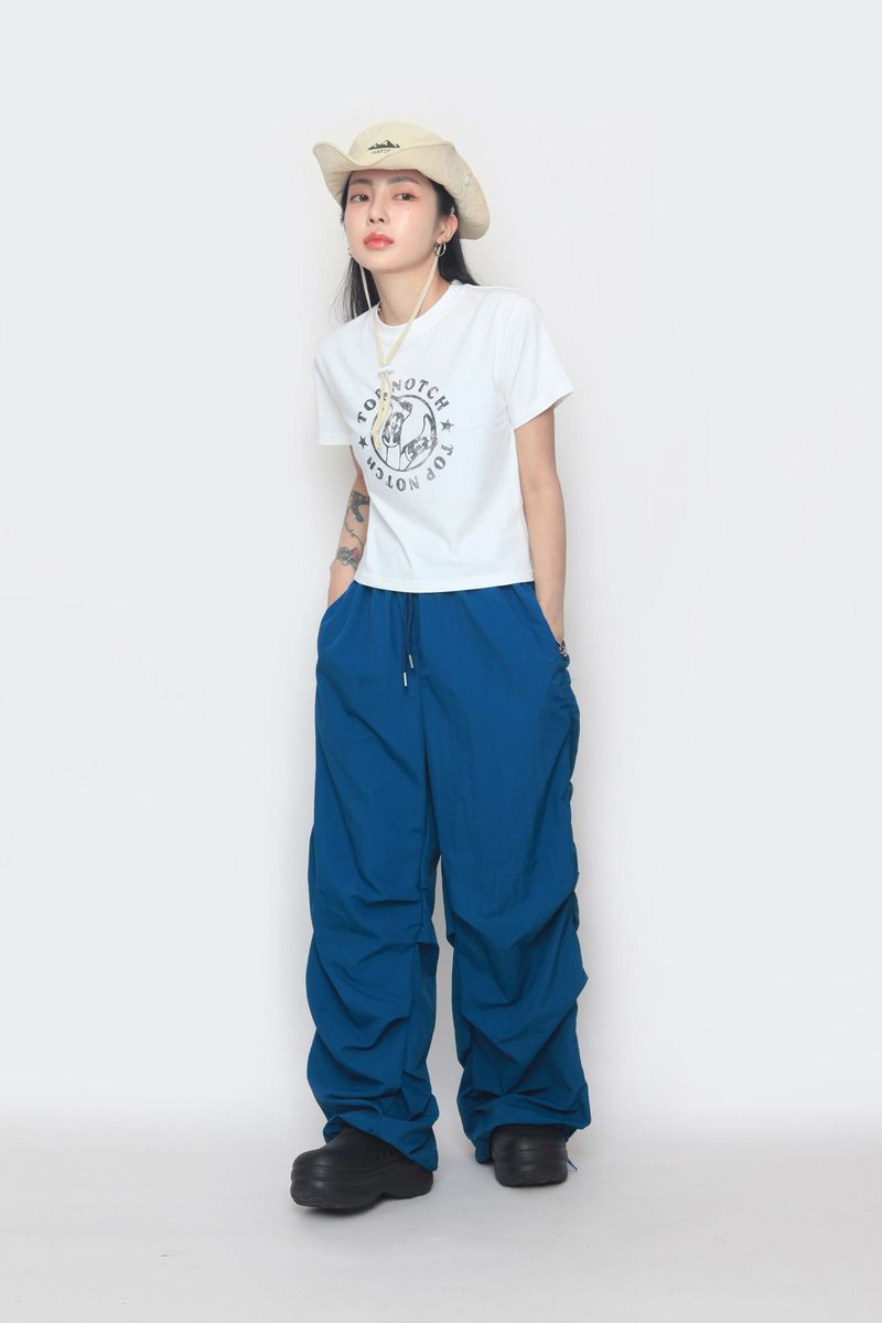 Shirring Parasuit Nylon Pants
