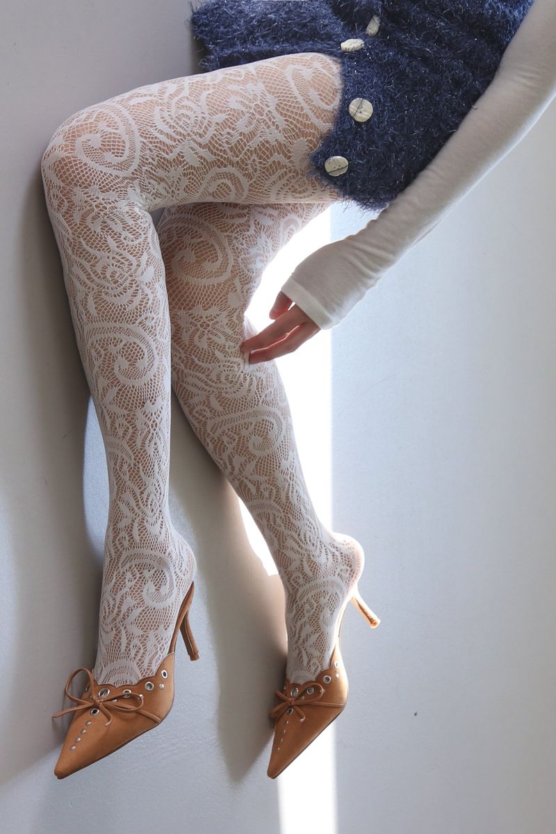flower lace mesh tights