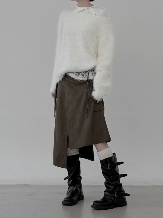 Open Button Slim Turtleneck