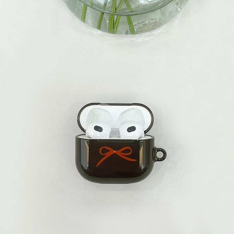 ribbon glossy airpods case(brown)