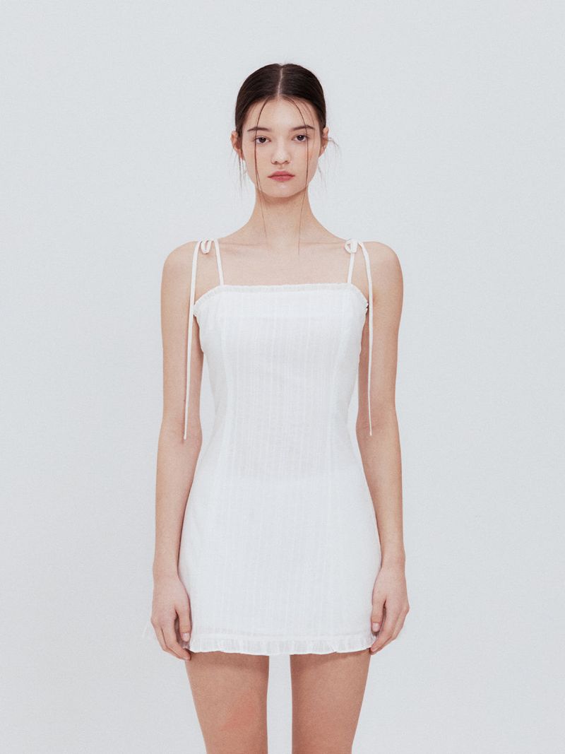 Lace frill mini dress (Ivory)
