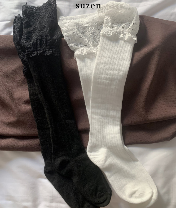 nonon lace knee socks (2color)