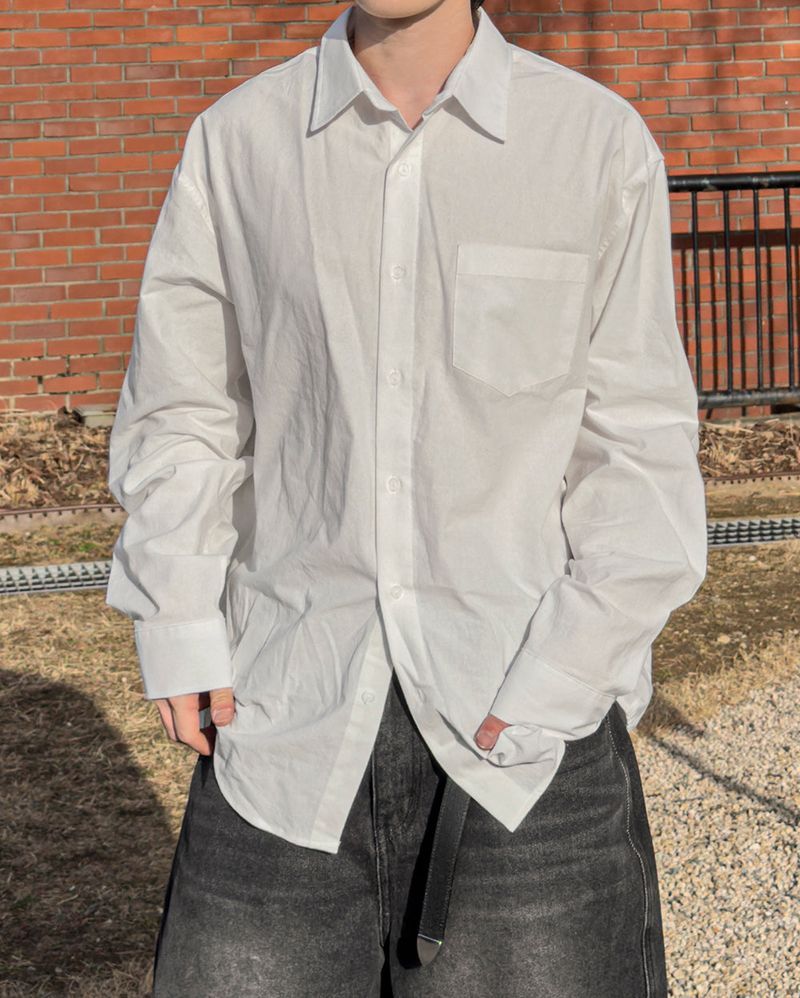 Formal Cotton Washed Oversized Shirt