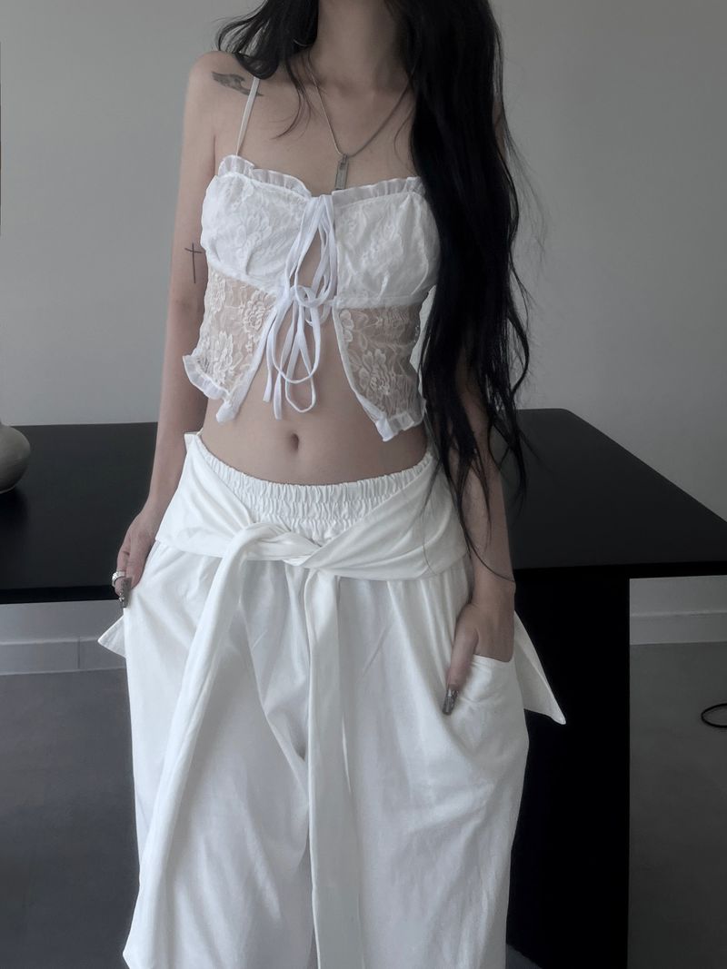 flower lace ribbon top (2color)