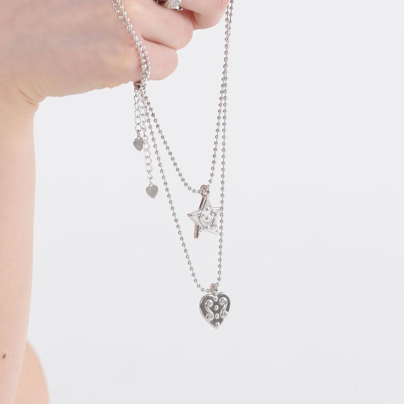 Heart lace dot necklace
