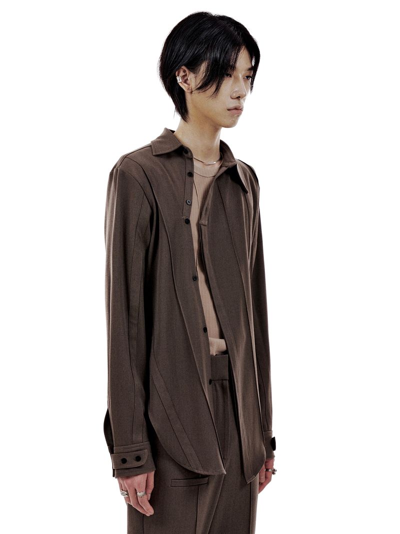 UNBALANCED BUTTON STRAP SHIRT