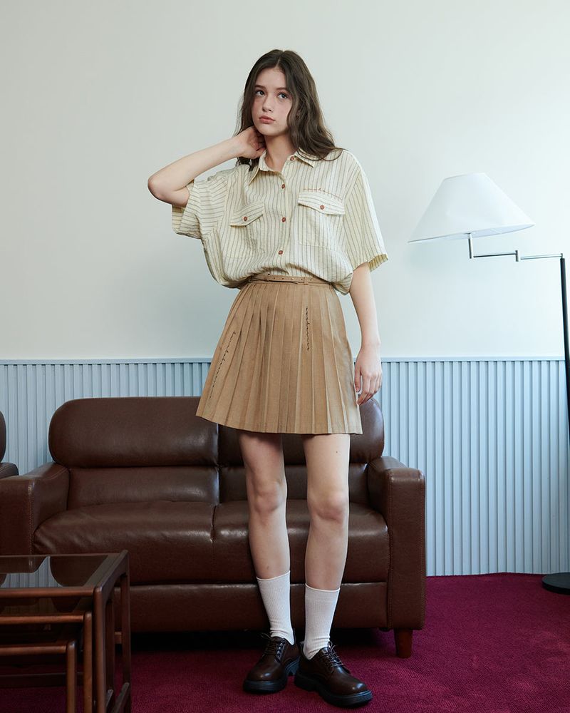 STRIPE POCKET SHIRT [BEIGE]