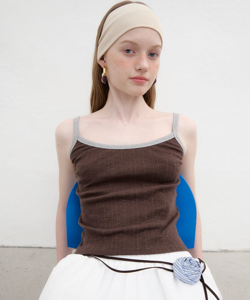 Ringer Sleeveless Top - Brown/Grey