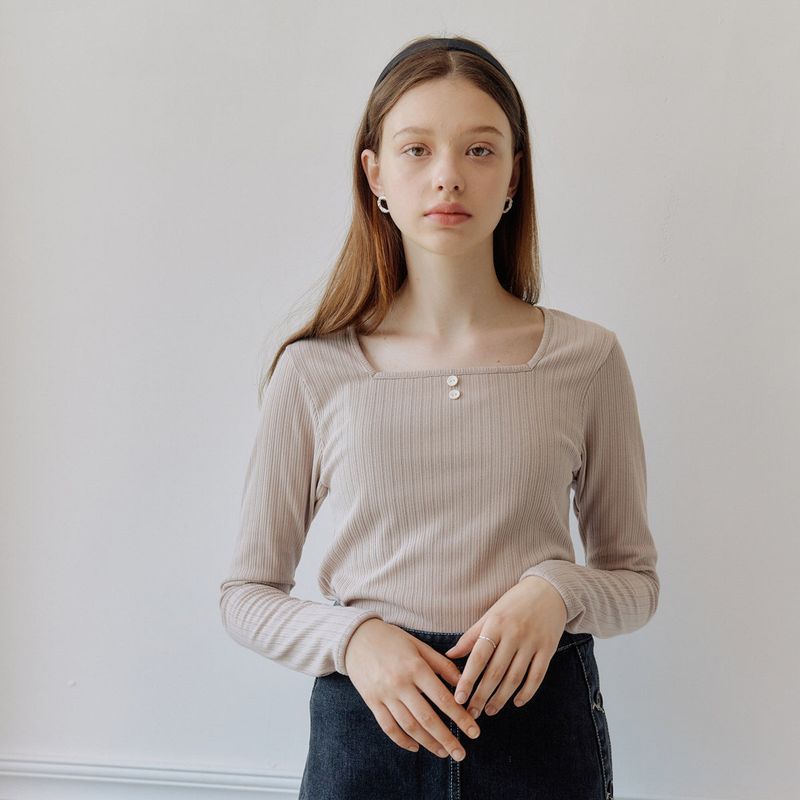 yuppe（ヤッピー）の「スクエアゴルジＴシャツ / SQUARE GOLGI T-SHIRT_BEIGE（Tops）」