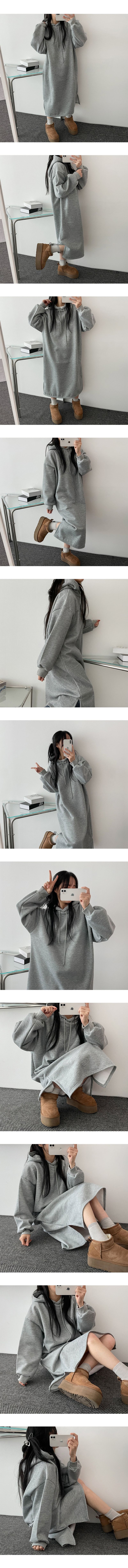 Nappingropping Slit Hooded Dress