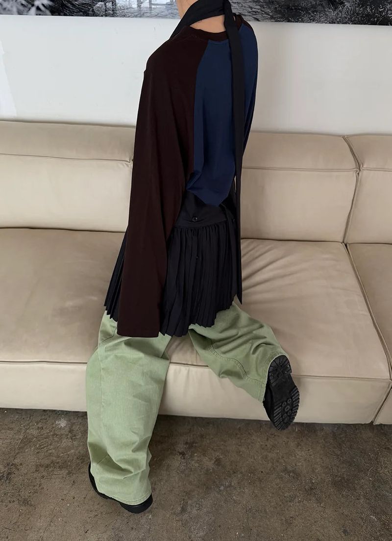 halter pleats layered dress