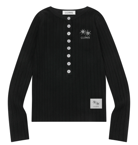 TINVER BUTTON HENRY NECK KNIT